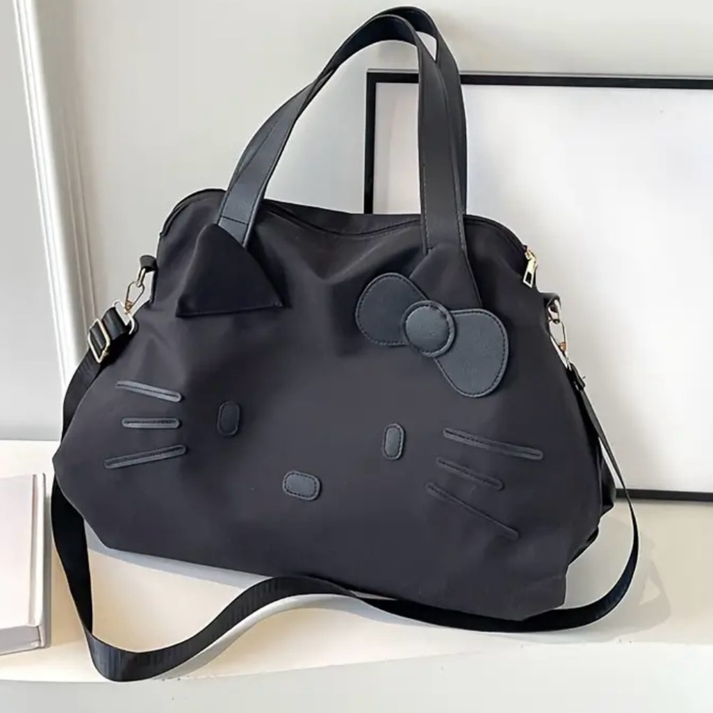 Black Hello Kitty Cute Bow Accent Shoulder Bag